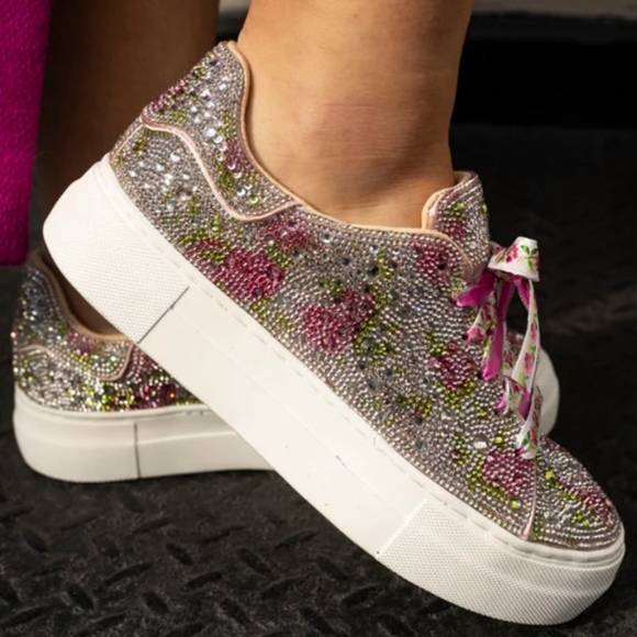 Betsy Johnson Sidny Floral Sparkly Sneaker - Picture 3 of 4